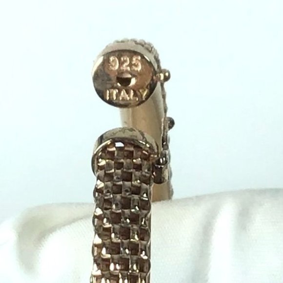 Textured Rose Gold Over Sterling Silver Italian Mesh Bangle Bracelet - Picture 4 of 6